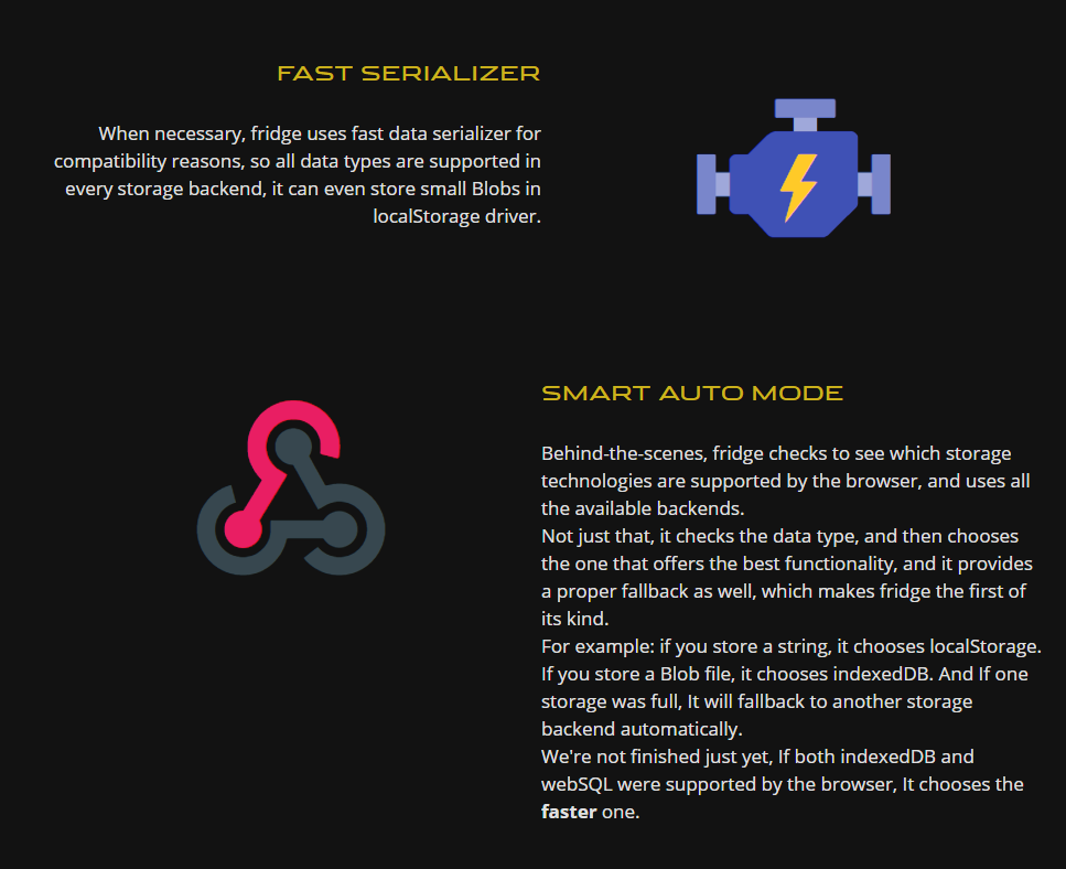 fridge features: fast serializer, smart auto mode