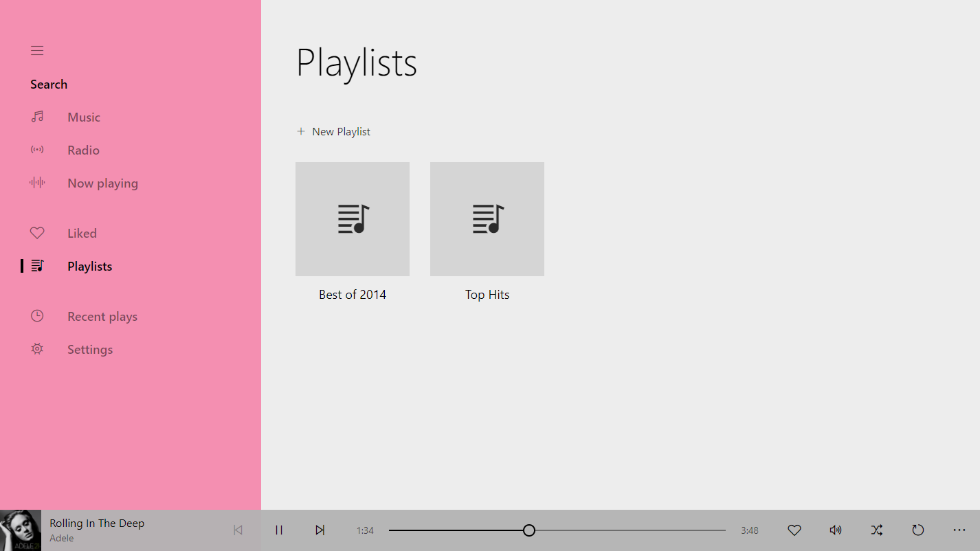 SPlayer UI - Playlists - Light Theme - Colored Bar